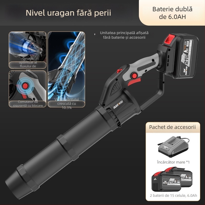 Nanwei suflantă cu baterie litiu, industrială, cu putere mare, certificat 3C, compatibilă AC/DC ≤50V pentru praf, frunze și zăpadă