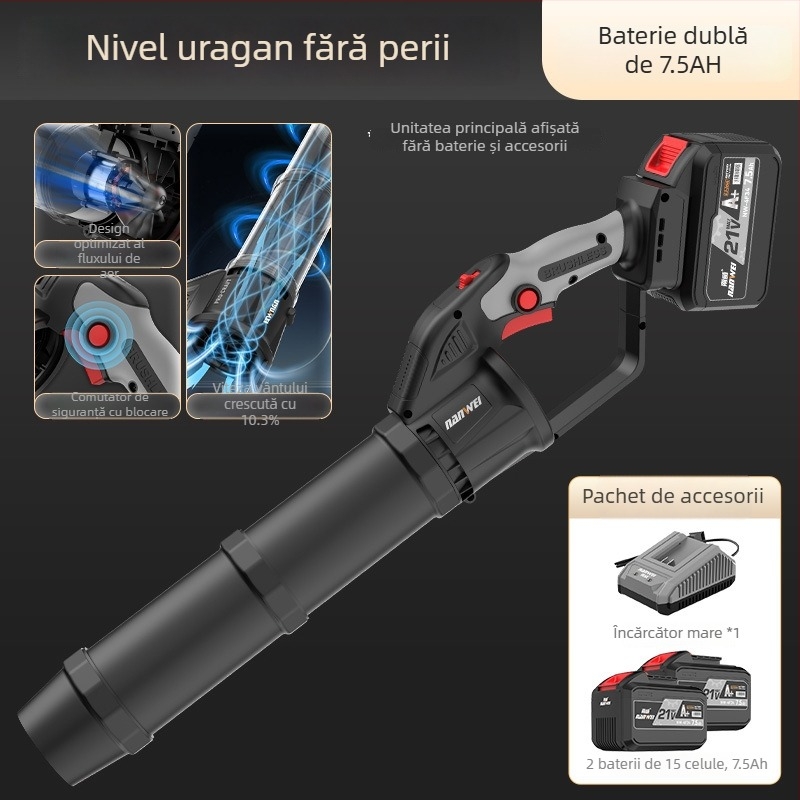 Nanwei suflantă cu baterie litiu, industrială, cu putere mare, certificat 3C, compatibilă AC/DC ≤50V pentru praf, frunze și zăpadă