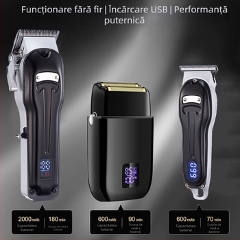 Mașină de tuns păr profesională pentru bărbați, cu lamă în formă de T, fără fir, pentru tăierea părului din nas, lame din oțel inoxidabil, baterie încorporată 1000–1200 mAh