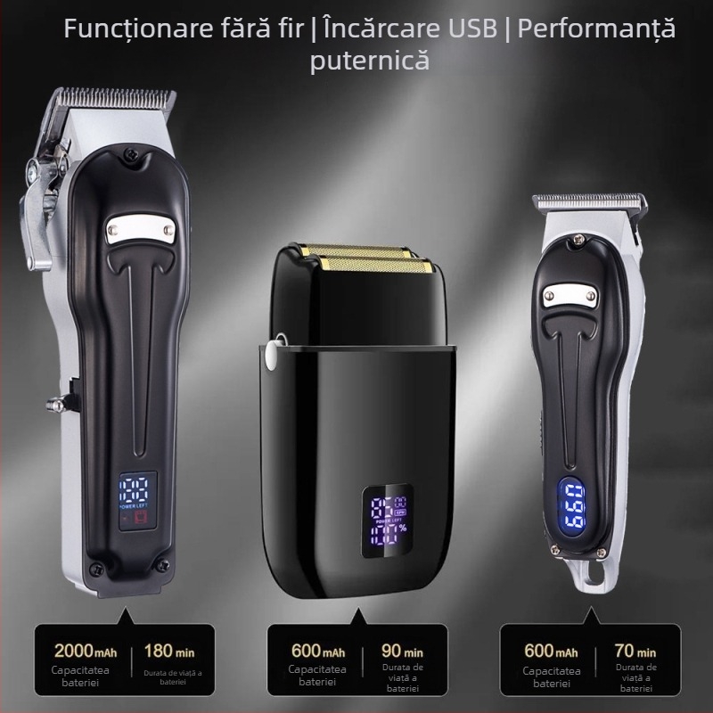 Mașină de tuns păr profesională pentru bărbați, cu lamă în formă de T, fără fir, pentru tăierea părului din nas, lame din oțel inoxidabil, baterie încorporată 1000–1200 mAh