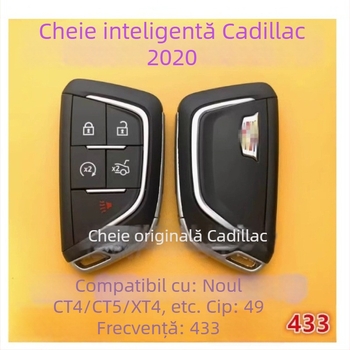 Husă pentru cheia Cadillac CT5/CT4, TPU, pentru telecomandă cu cip 49, 433MHz