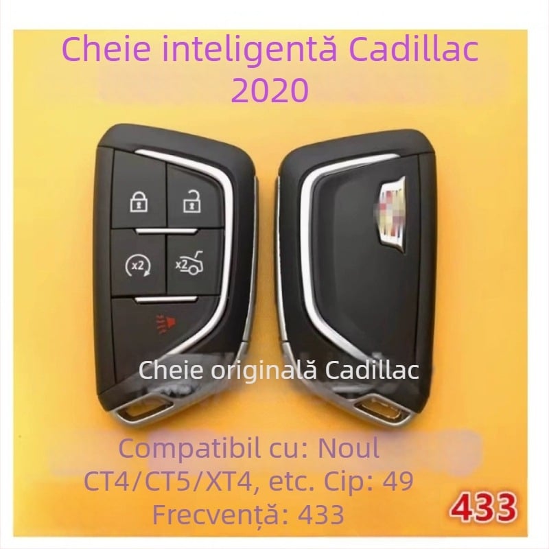 Husă pentru cheia Cadillac CT5/CT4, TPU, pentru telecomandă cu cip 49, 433MHz