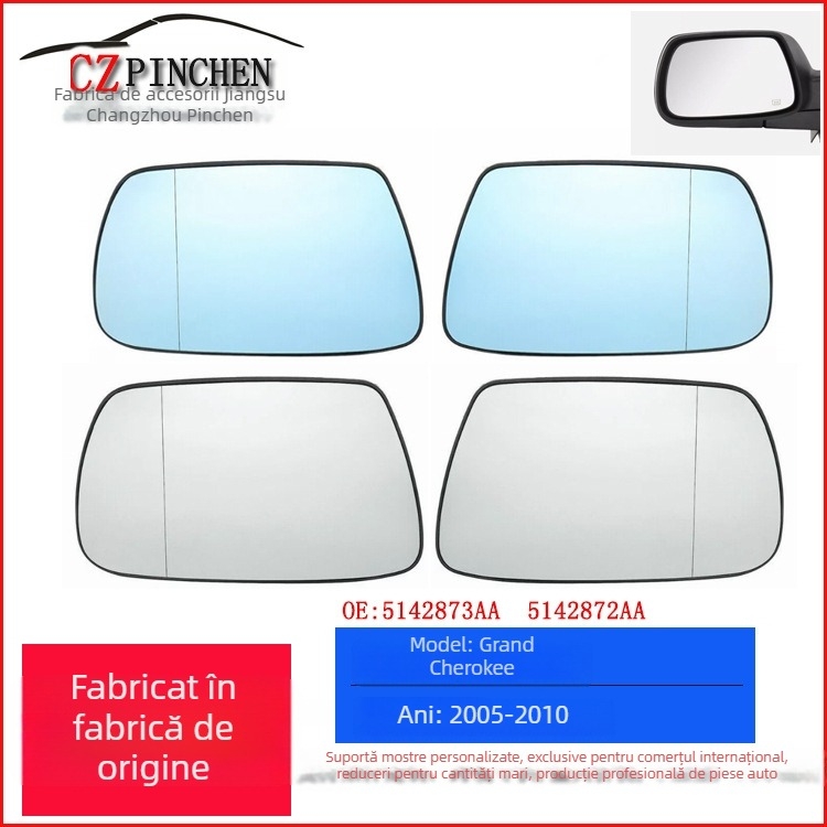 Sticlă pentru oglinda retrovizoare exterioară Jeep Grand Cherokee 05-10 – oglindă plată, numere de piese 5142873AA 5142872AA