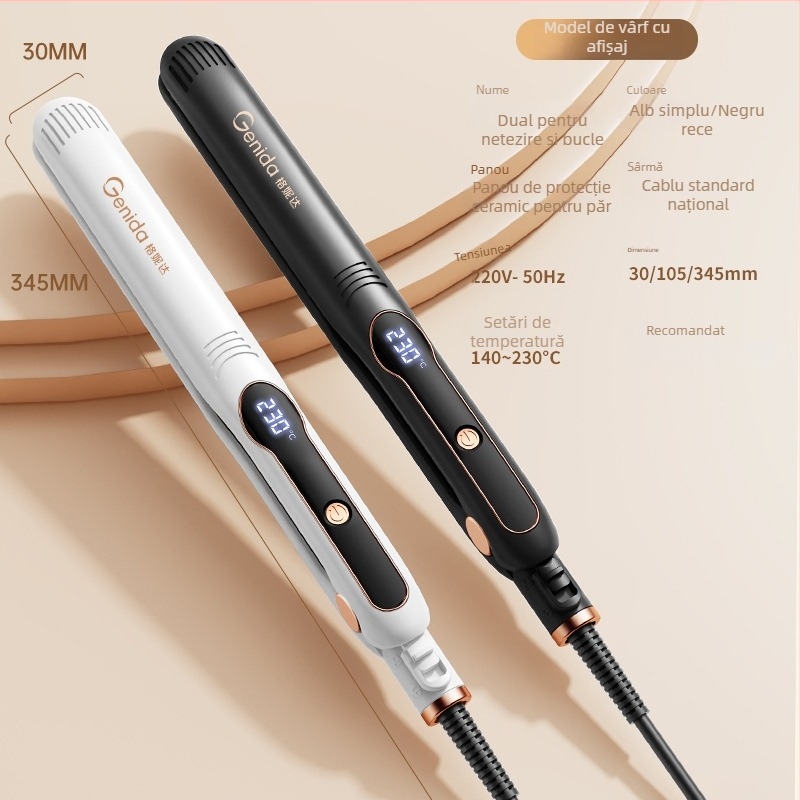 Fier de păr 3 în 1 pentru netezire și ondulare, utilizare umedă/uscată, încălzire PTC 31 mm, 110-240V, 40W