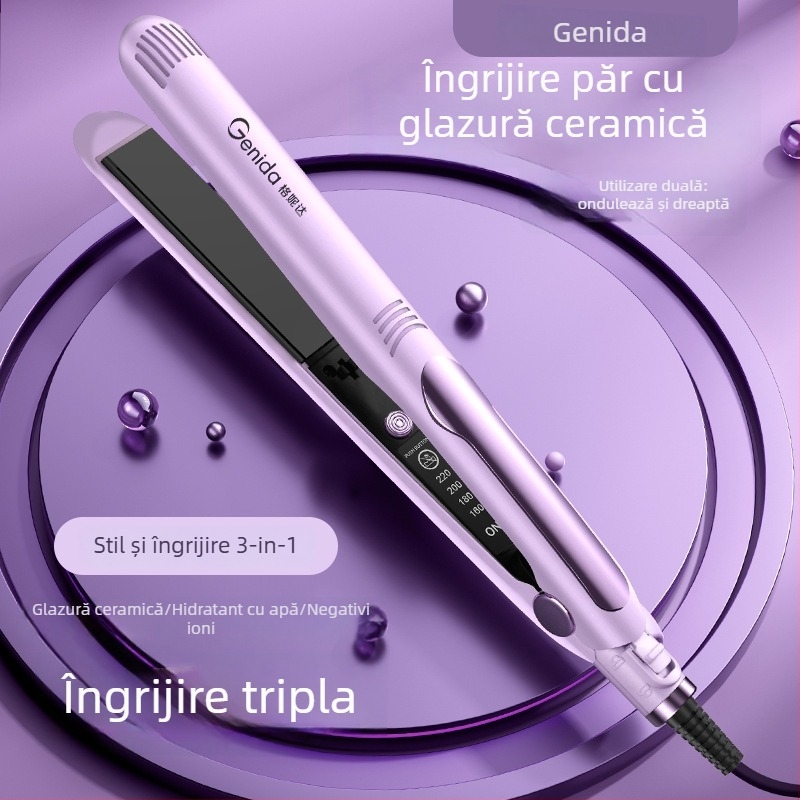 Fier de păr 3 în 1 pentru netezire și ondulare, utilizare umedă/uscată, încălzire PTC 31 mm, 110-240V, 40W