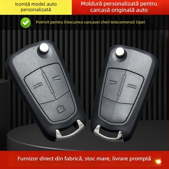 Carcasă pentru cheie Opel pliabilă pentru telecomandă, model OB, 2 sau 3 butoane, lamă metalică, carcasă APS, 42 g