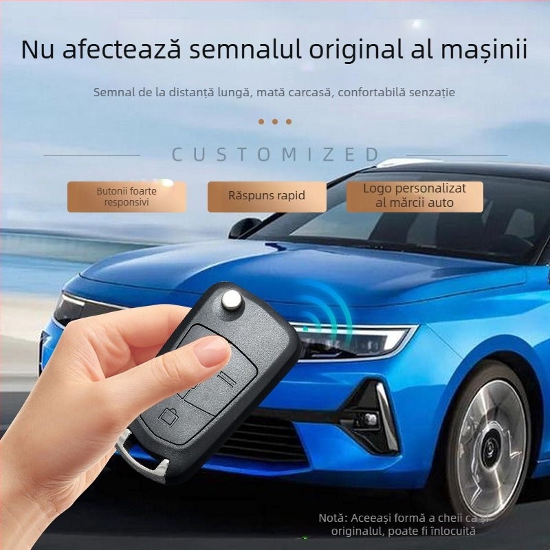 Carcasă pentru cheie Opel pliabilă pentru telecomandă, model OB, 2 sau 3 butoane, lamă metalică, carcasă APS, 42 g