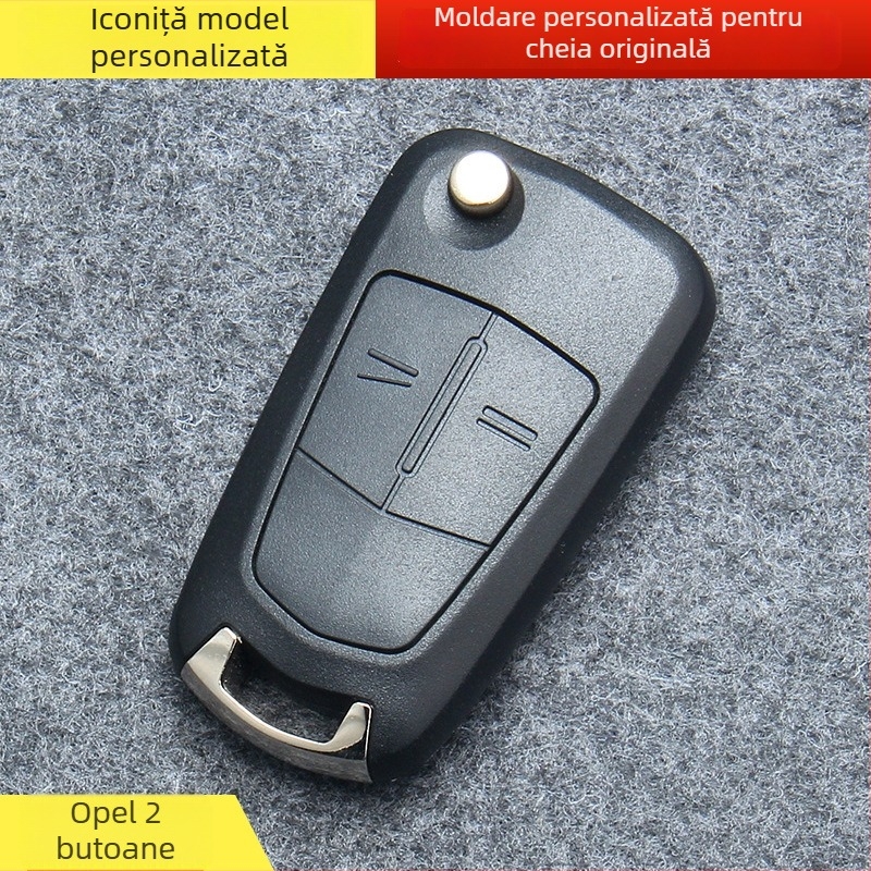 Carcasă pentru cheie Opel pliabilă pentru telecomandă, model OB, 2 sau 3 butoane, lamă metalică, carcasă APS, 42 g
