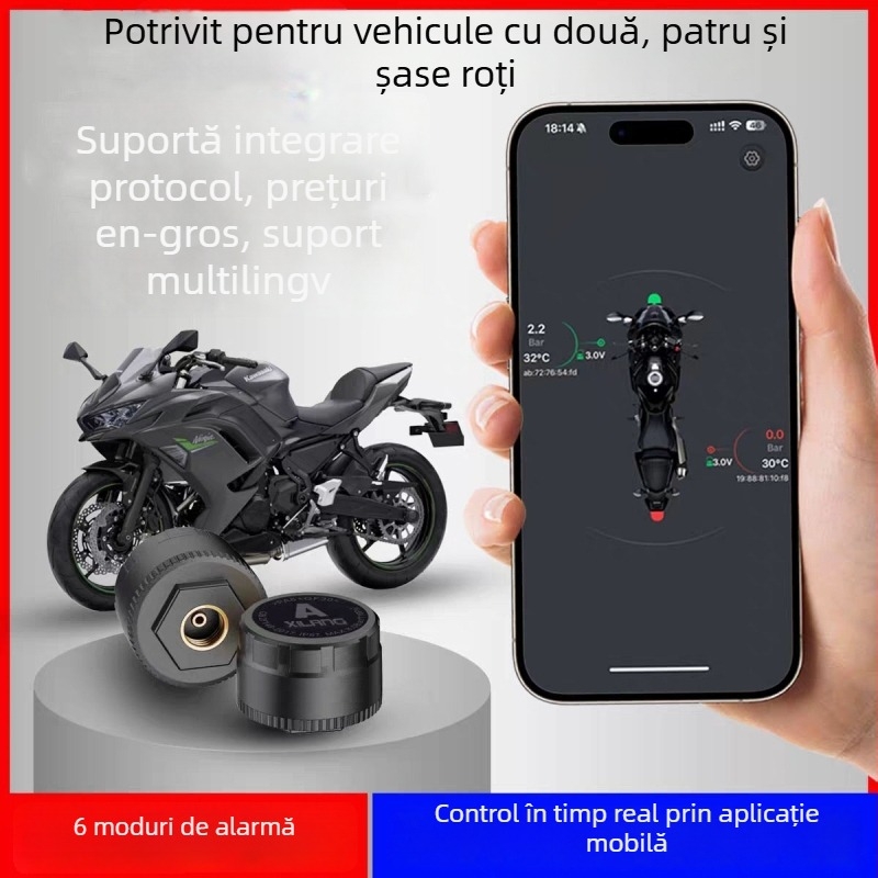 Modul TPMS pentru monitorizarea presiuniei în pneuri cu Bluetooth, monitorizare în timp real a presiunii și temperaturii prin aplicație mobilă, interval 0-230 psi, înaltă precizie