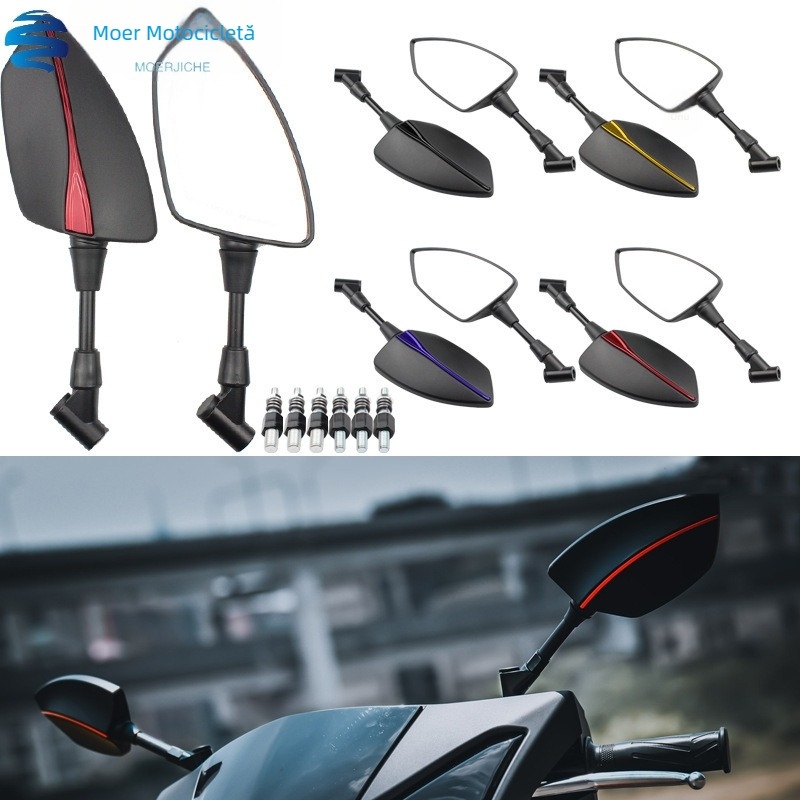 Oglindă retrovizoare universală pentru motocicletă, carcasă ABS și oglindă pătrată; montaj: ortodontic; rezistență la șocuri: medie; compatibilă cu modele generale; Marcă: MOER.