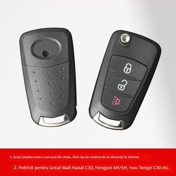 Carcasă cheie auto Tengyi C30 – corp din plastic, lamă metalică, fără telecomandă