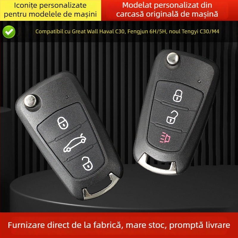 Carcasă cheie auto Tengyi C30 – corp din plastic, lamă metalică, fără telecomandă