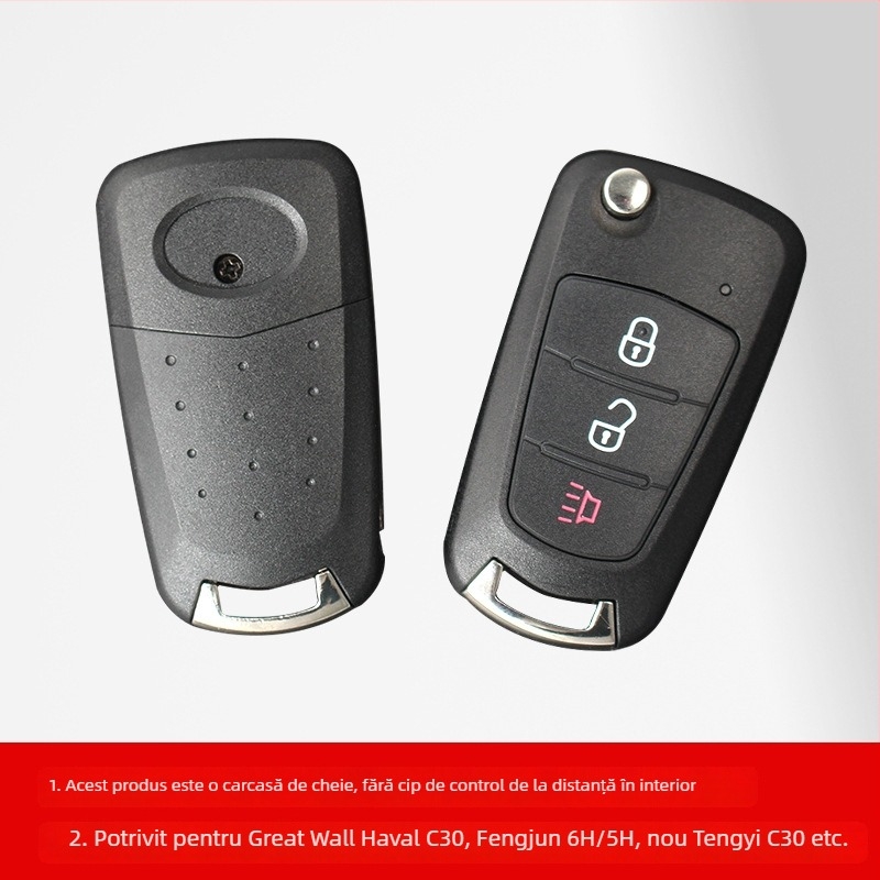 Carcasă cheie auto Tengyi C30 – corp din plastic, lamă metalică, fără telecomandă
