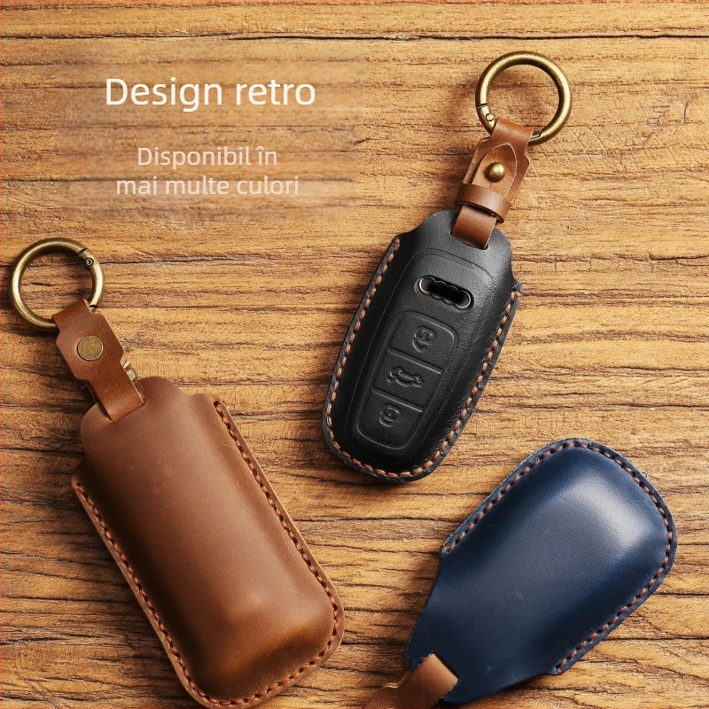 Acoperire cheie Audi pentru A6L/A8L — piele de vițel, etichetă privată personalizabilă, marcă Navigator