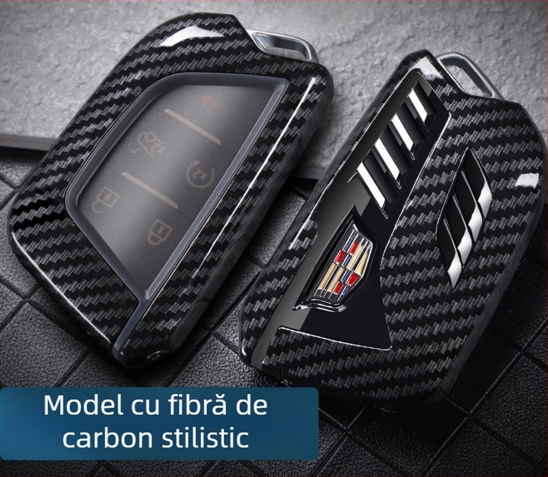 Carcasă pentru chei Cadillac compatibilă cu XT5 CT5 XT4 XT6 XTS CT6, cu cataramă metalică (Material: aliaj de zinc + ABS; Stil: business; Personalizare disponibilă)