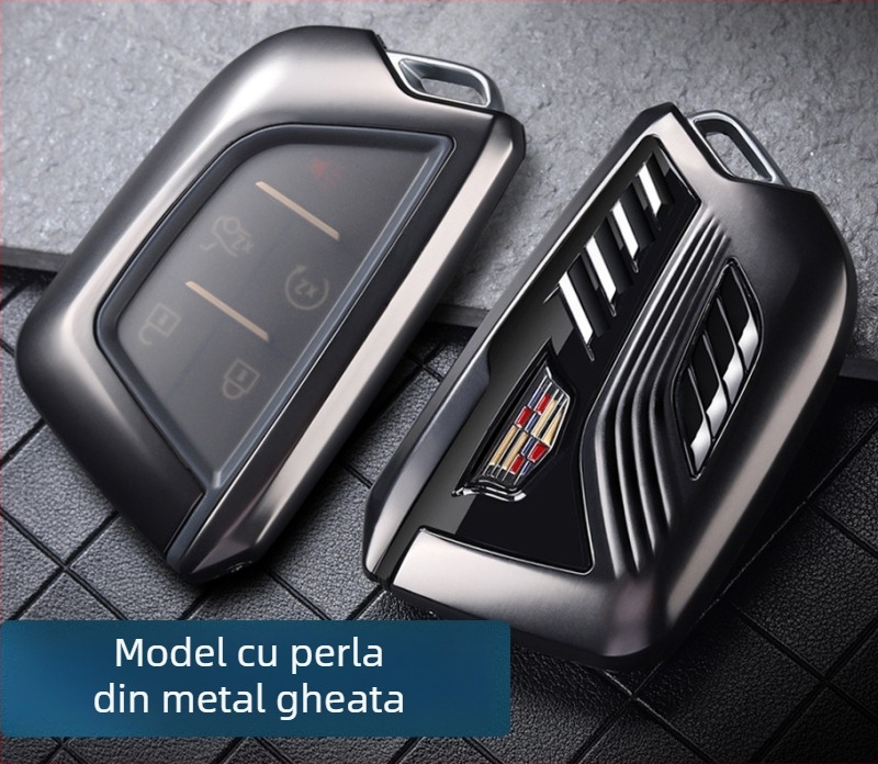 Carcasă pentru chei Cadillac compatibilă cu XT5 CT5 XT4 XT6 XTS CT6, cu cataramă metalică (Material: aliaj de zinc + ABS; Stil: business; Personalizare disponibilă)