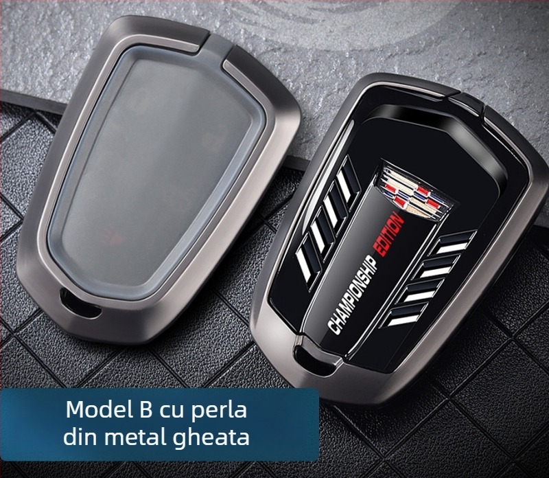 Carcasă pentru chei Cadillac compatibilă cu XT5 CT5 XT4 XT6 XTS CT6, cu cataramă metalică (Material: aliaj de zinc + ABS; Stil: business; Personalizare disponibilă)