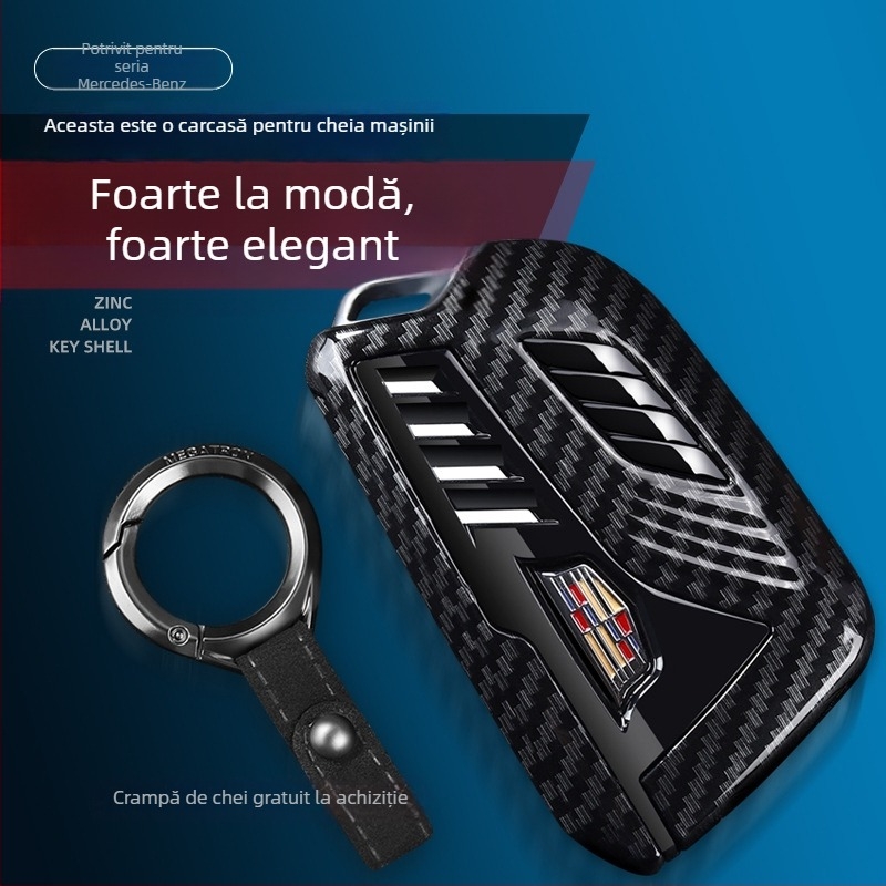 Carcasă pentru chei Cadillac compatibilă cu XT5 CT5 XT4 XT6 XTS CT6, cu cataramă metalică (Material: aliaj de zinc + ABS; Stil: business; Personalizare disponibilă)