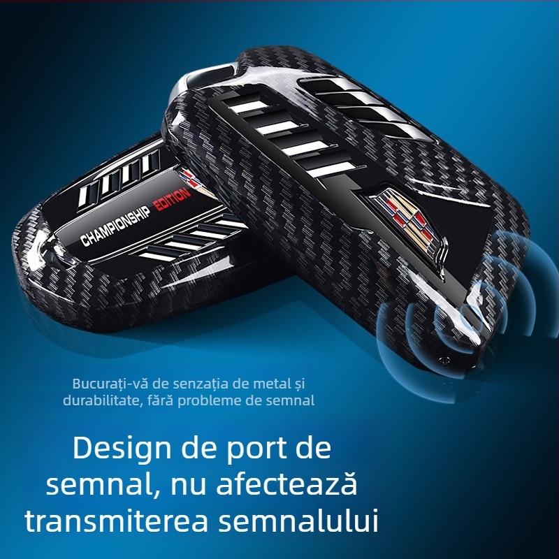 Carcasă pentru chei Cadillac compatibilă cu XT5 CT5 XT4 XT6 XTS CT6, cu cataramă metalică (Material: aliaj de zinc + ABS; Stil: business; Personalizare disponibilă)