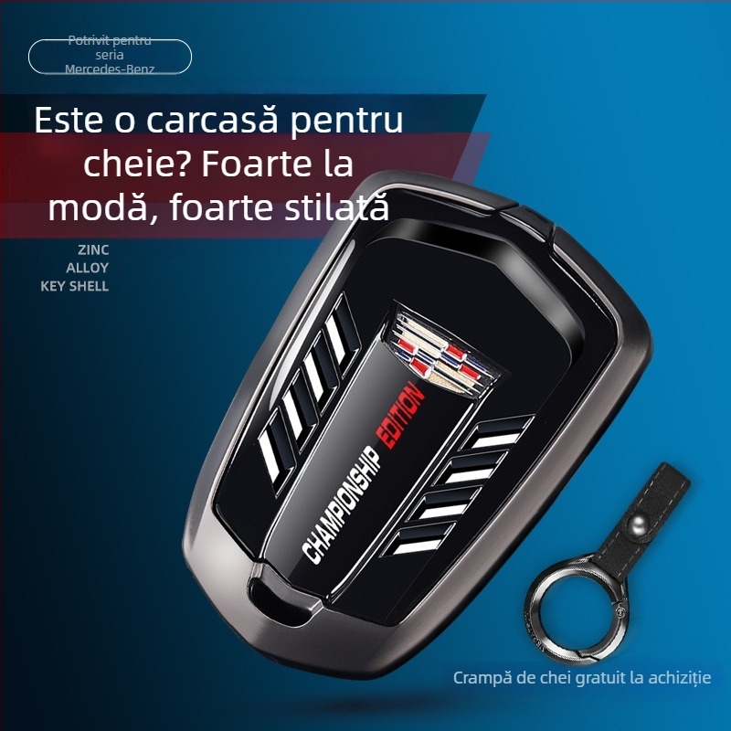 Carcasă pentru chei Cadillac compatibilă cu XT5 CT5 XT4 XT6 XTS CT6, cu cataramă metalică (Material: aliaj de zinc + ABS; Stil: business; Personalizare disponibilă)