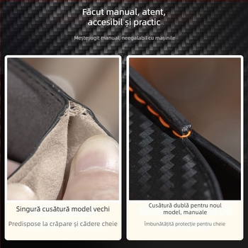 Husă pentru cheie Mercedes-Benz cu model fibră de carbon, piele sintetică din microfibră, stil premium, compatibilă cu E300L, C260L, C200L, GLA, GLC, GLE