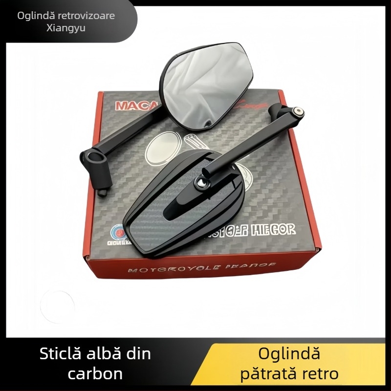 Oglindă retrovizoare pentru motociclete off-road – universală, pătrată, model 305WX, corp metalic, carcasă ABS