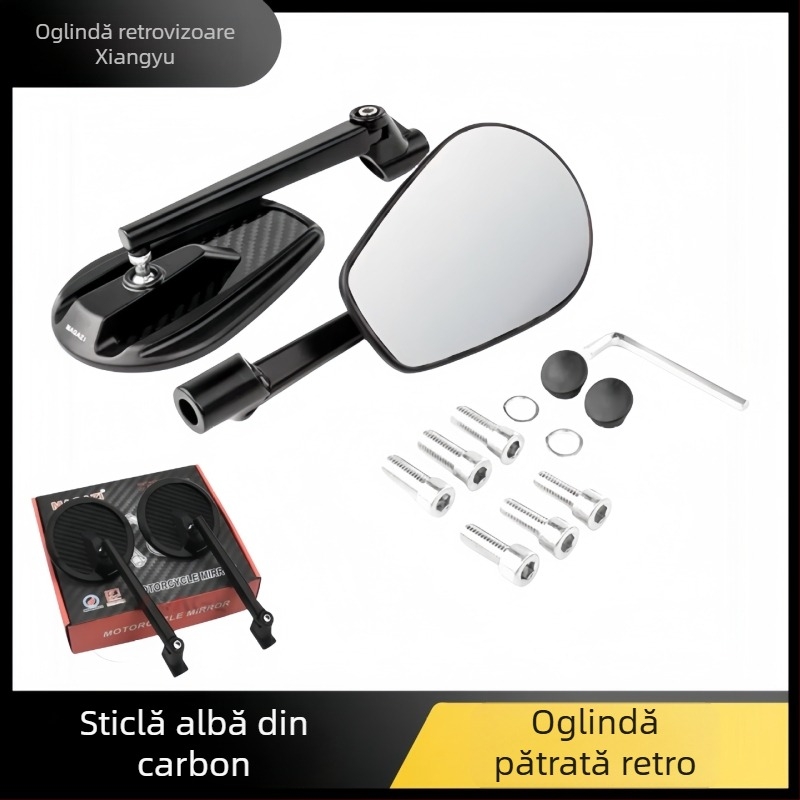 Oglindă retrovizoare pentru motociclete off-road – universală, pătrată, model 305WX, corp metalic, carcasă ABS