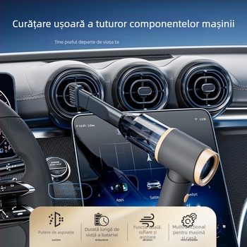 Aspirator portabil pentru mașină, 120W, USB reîncărcabil, aspirație puternică 15-20 kPa, uscat/covor