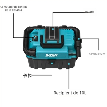 Maxwell compatibil Makita aspirator cu motor brushless, putere înaltă, telecomandă, tip cilindric, 21V, 800W, 20000 Pa, umed/uscat, baterie reîncărcabilă