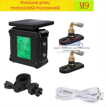 TPMS pentru motocicletă, senzor încorporat, model M5, afișaj digital, interval de presiune 0-6.5 bar, monitorizarea presiunii pneurilor
