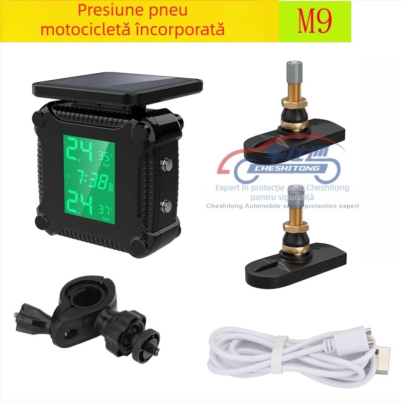 TPMS pentru motocicletă, senzor încorporat, model M5, afișaj digital, interval de presiune 0-6.5 bar, monitorizarea presiunii pneurilor