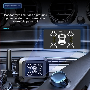 Sistem TPMS Rhonda S886 — Monitor de presiune în pneuri pentru patru roți cu afișaj digital încorporat, precizie înaltă 0–6 bar