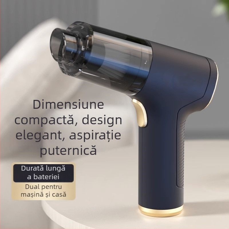 Aspirator auto portabil, manual, cu funcție dublă: suflare și aspirare, fără fir, 60W, alimentare USB, uscat, cu cutie de praf