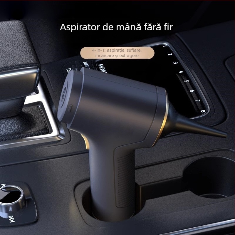 Aspirator auto portabil, manual, cu funcție dublă: suflare și aspirare, fără fir, 60W, alimentare USB, uscat, cu cutie de praf