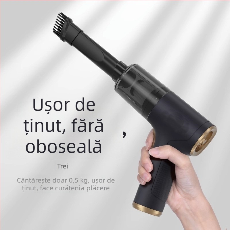 Aspirator auto portabil, manual, cu funcție dublă: suflare și aspirare, fără fir, 60W, alimentare USB, uscat, cu cutie de praf