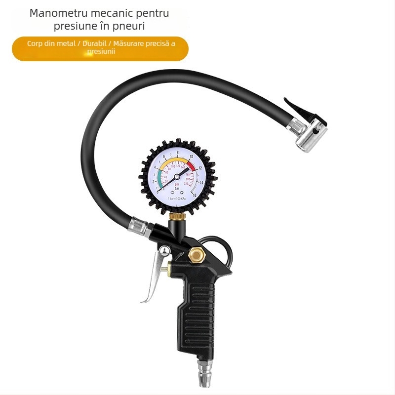Manometru pentru presiunea în pneuri auto - electronic de înaltă precizie, afișaj digital, corp din aluminiu, funcție de dezumflare