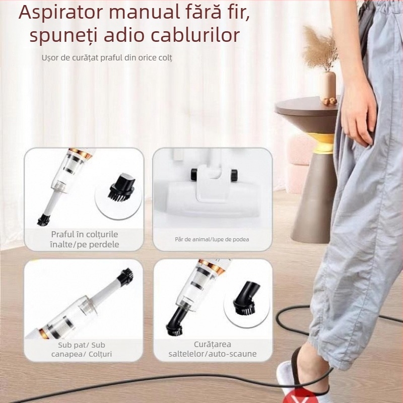 Aspirator fără fir pentru casă și mașină — aspirație înaltă >25 kPa, putere 8000 AW, baterie încorporată 1601–2000 mAh, tensiune ≤36V, autonomie 0–1 h, funcționare silențioasă