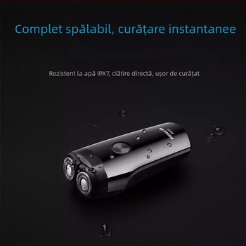 Borui PS181 Aparat de ras electric cu cap rotativ cu două lame, baterie încorporată, autonomie 45–60 minute, spălare pe tot corpul, motor cu perii