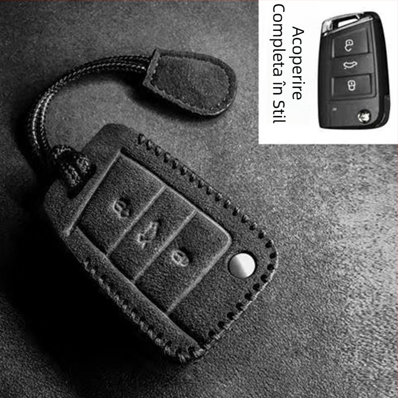 Carcasă pentru chei Volkswagen – velur, stil de afaceri, compatibilă cu cheile VW