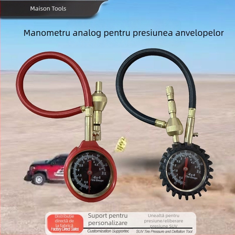 Mason PG03 manometru de presiune a pneurilor, alamă, pentru off-road, cu indicator cu ac și funcție de dezumflare