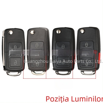 Carcasa pliabilă pentru cheie Volkswagen, pentru chei cu 2/3/4 butoane Golf, Passat, Jetta, Sharan – lamă de cheie cupru + plastic; carcasă din plastic; greutate 45 g