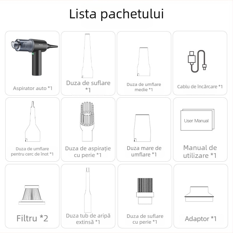 Yesido aspirator fără fir all-in-one, de mână, aspirație puternică, pentru casă și mașină, 2 în 1 aspirator și mop