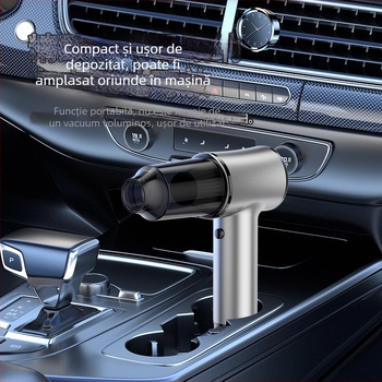 Aspirator portabil fără fir pentru mașină, alimentare USB, 60W, aspirație maximă 14 kPa, baterie încorporată, zgomot 46–70 dB, autonomie 1–3 h