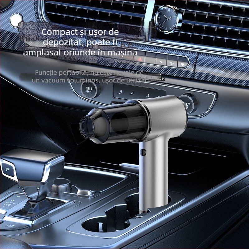 Aspirator portabil fără fir pentru mașină, alimentare USB, 60W, aspirație maximă 14 kPa, baterie încorporată, zgomot 46–70 dB, autonomie 1–3 h