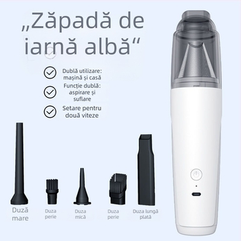 Aspirator portabil pentru mașină, aspirație de 20000 Pa, 90 W, reîncărcabil, curățare umedă-uscată