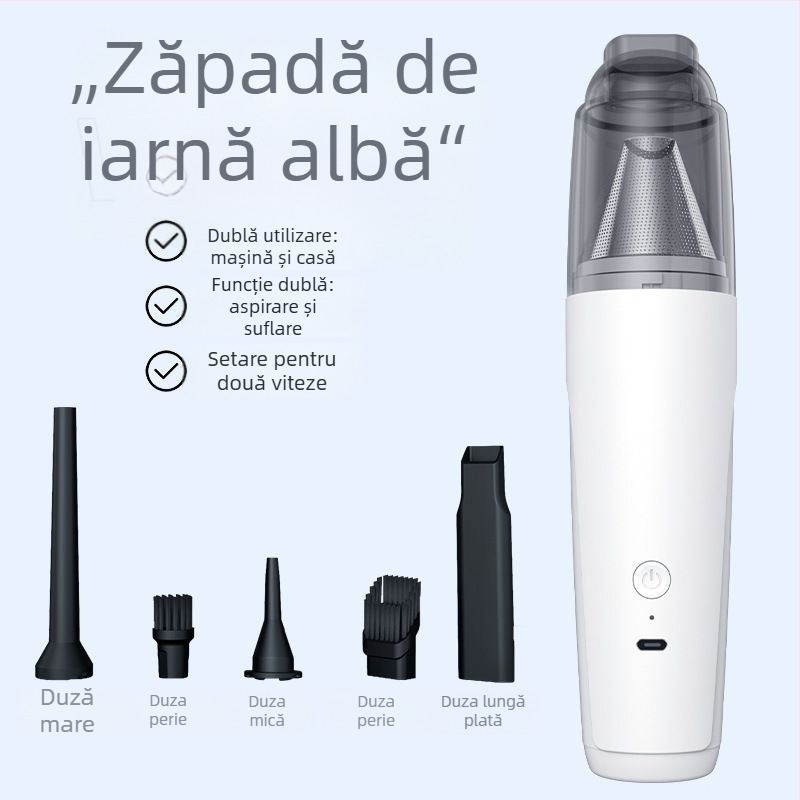 Aspirator portabil pentru mașină, aspirație de 20000 Pa, 90 W, reîncărcabil, curățare umedă-uscată