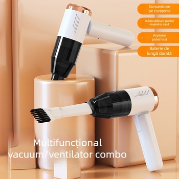Aspirator de mașină portabil, fără fir, încărcare USB; aspirație 10,1–15 kPa; baterie încorporată 501–800 mAh; autonomie 1–3 h; zgomot 36–45 dB