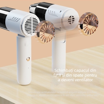 Aspirator de mașină portabil, fără fir, încărcare USB; aspirație 10,1–15 kPa; baterie încorporată 501–800 mAh; autonomie 1–3 h; zgomot 36–45 dB