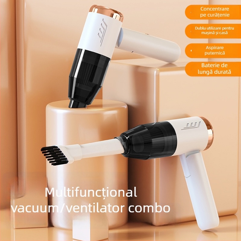 Aspirator de mașină portabil, fără fir, încărcare USB; aspirație 10,1–15 kPa; baterie încorporată 501–800 mAh; autonomie 1–3 h; zgomot 36–45 dB