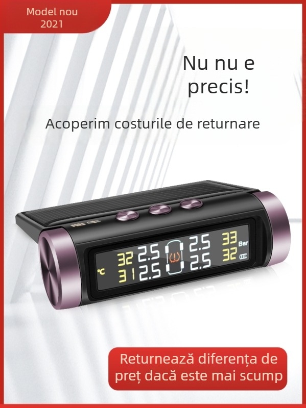 TPMS cu alimentare solară, senzor portabil și afișaj pentru monitorizarea presiunii pneurilor